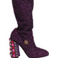 Dolce & Gabbana Purple Crystal Lurex Fantasy Boots Shoes