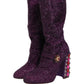 Dolce & Gabbana Purple Crystal Lurex Fantasy Boots Shoes