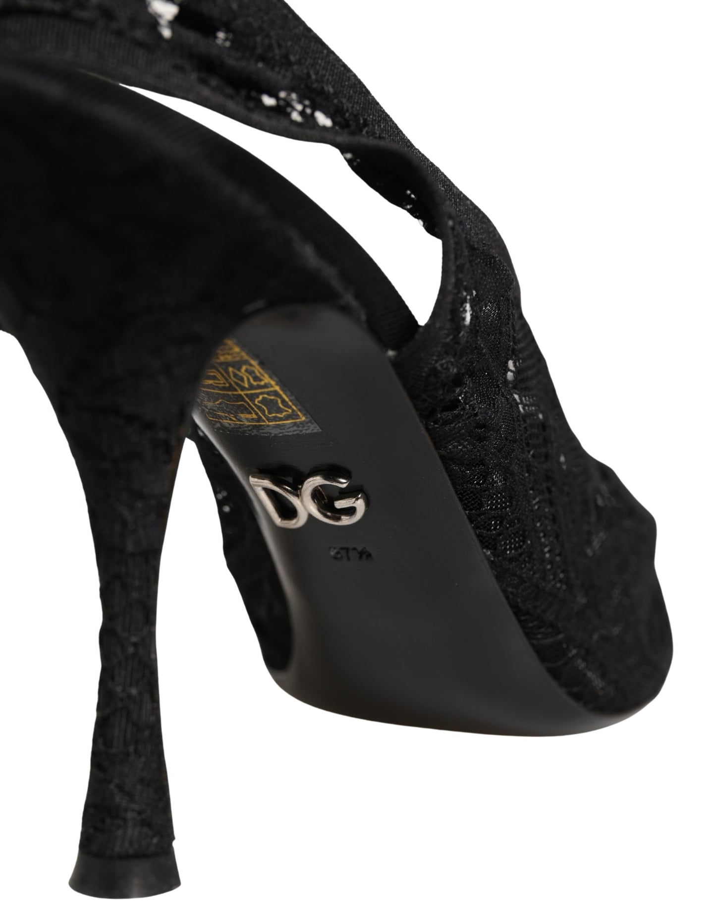 Dolce & Gabbana Black Lace Pointed Toe Slingback Pumps Shoes