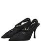 Dolce & Gabbana Black Lace Pointed Toe Slingback Pumps Shoes