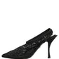 Dolce & Gabbana Black Lace Pointed Toe Slingback Pumps Shoes