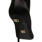 Dolce & Gabbana Black Satin Knee High Stiletto Boots Shoes