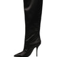 Dolce & Gabbana Black Satin Knee High Stiletto Boots Shoes