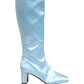 Dolce & Gabbana Light Blue Satin Knee High Boots Shoes
