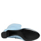 Dolce & Gabbana Light Blue Satin Knee High Boots Shoes