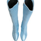 Dolce & Gabbana Light Blue Satin Knee High Boots Shoes
