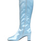 Dolce & Gabbana Light Blue Satin Knee High Boots Shoes