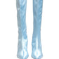 Dolce & Gabbana Light Blue Satin Knee High Boots Shoes