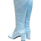 Dolce & Gabbana Light Blue Satin Knee High Boots Shoes
