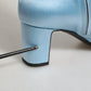 Dolce & Gabbana Light Blue Satin Knee High Boots Shoes