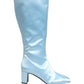 Dolce & Gabbana Light Blue Satin Knee High Boots Shoes