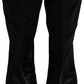 Dolce & Gabbana Black Satin Knee High Kitten Boots Shoes