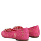 Dolce & Gabbana Pink Taormina Lace Crystals Flats Shoes