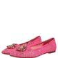 Dolce & Gabbana Pink Taormina Lace Crystals Flats Shoes