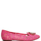 Dolce & Gabbana Pink Taormina Lace Crystals Flats Shoes