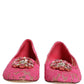 Dolce & Gabbana Pink Taormina Lace Crystals Flats Shoes