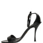 Dolce & Gabbana Black Leather Ankle Strap Heels Sandals Shoes