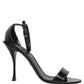 Dolce & Gabbana Black Leather Ankle Strap Heels Sandals Shoes