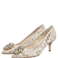 Dolce & Gabbana White Taormina Lace Crystal Pumps Shoes