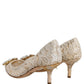 Dolce & Gabbana White Taormina Lace Crystal Pumps Shoes