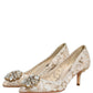 Dolce & Gabbana White Taormina Lace Crystal Pumps Shoes