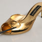 Dolce & Gabbana Gold Keira Leather Mules Sandals Shoes