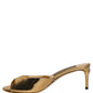 Dolce & Gabbana Gold Keira Leather Mules Sandals Shoes