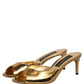 Dolce & Gabbana Gold Keira Leather Mules Sandals Shoes