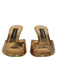 Dolce & Gabbana Gold Keira Leather Mules Sandals Shoes