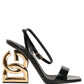 Dolce & Gabbana Black Leather Ankle Strap Heels Sandals Shoes