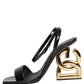 Dolce & Gabbana Black Leather Ankle Strap Heels Sandals Shoes