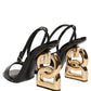 Dolce & Gabbana Black Leather Ankle Strap Heels Sandals Shoes