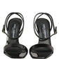 Dolce & Gabbana Black Leather Ankle Strap Heels Sandals Shoes