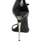 Dolce & Gabbana Black Leather T-strap Heels Sandals Shoes