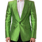 Dolce & Gabbana Green Silk SingleBreasted Embellished Blazer
