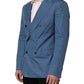 Dolce & Gabbana Blue Cotton Double Breasted Men Coat Blazer