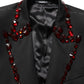 Dolce & Gabbana Black Wool Crystal Embellished 2 Piece Suit
