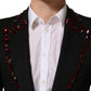 Dolce & Gabbana Black Wool Crystal Embellished 2 Piece Suit