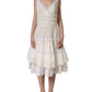 Dolce & Gabbana White Cotton Poplin Ruffled Midi Dress