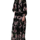 Dolce & Gabbana Black Floral Print Cotton Lace Maxi Dress