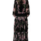 Dolce & Gabbana Black Floral Print Cotton Lace Maxi Dress