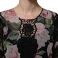 Dolce & Gabbana Black Floral Print Cotton Lace Maxi Dress