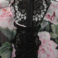 Dolce & Gabbana Black Floral Print Cotton Lace Maxi Dress