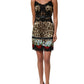 Dolce & Gabbana Multicolor Floral Leopard Silk Lace Trim Mini Dress