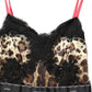 Dolce & Gabbana Multicolor Floral Leopard Silk Lace Trim Mini Dress