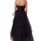 Dolce & Gabbana Purple Tiered Tulle Silk Long Gown Dress