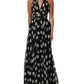 Dolce & Gabbana Black White Polka Dot Pleated Maxi Dress