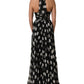 Dolce & Gabbana Black White Polka Dot Pleated Maxi Dress