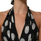 Dolce & Gabbana Black White Polka Dot Pleated Maxi Dress