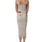 Dolce & Gabbana Light Gray Rose Embroidery Sheath Midi Dress